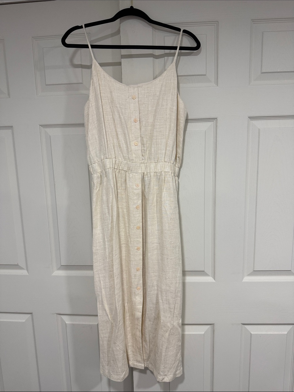 Women's Cream Button-Front Midi Dress